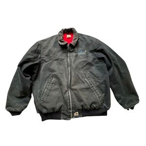 Carhartt 3X Santa Fe Duck Work Jacket Canvas Red Quilted Distressed Black VTG
